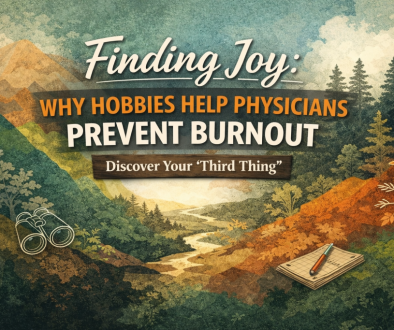 Abstract illustration representing hobbies for physicians burnout recovery and finding joy outside medicine through a “third thing”