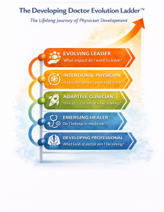 Developmental milestone physicians pass through during medical training.