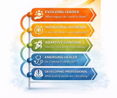 Developmental milestone physicians pass through during medical training.